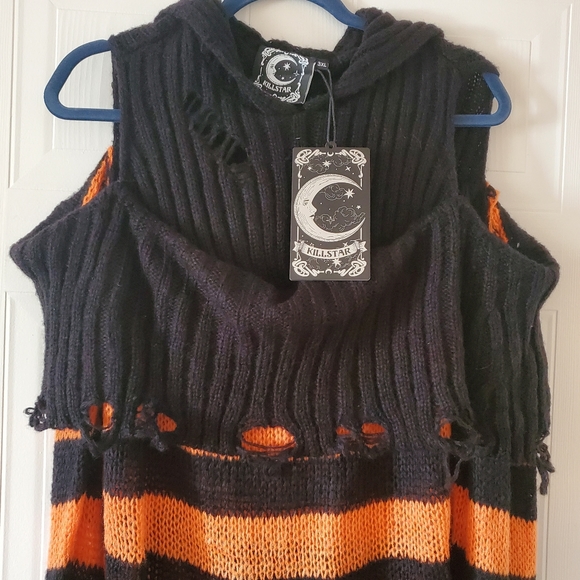 NWT Killstar plus size hooded knit sweater - Picture 5 of 9